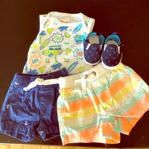 2 shorts/ onesie/ shoes